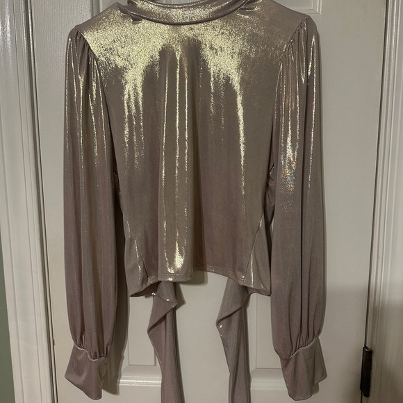 Lush Tops - Lush Shiny Gold Blouse